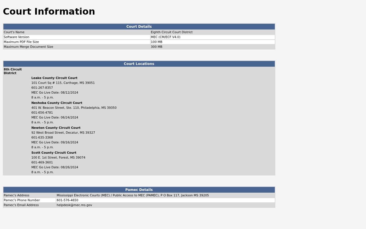 Scott County Mississippi Electronic Courts information
