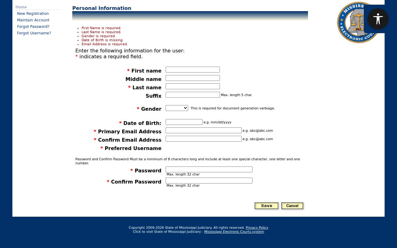PAMEC non-attorney registration for Scott County court records